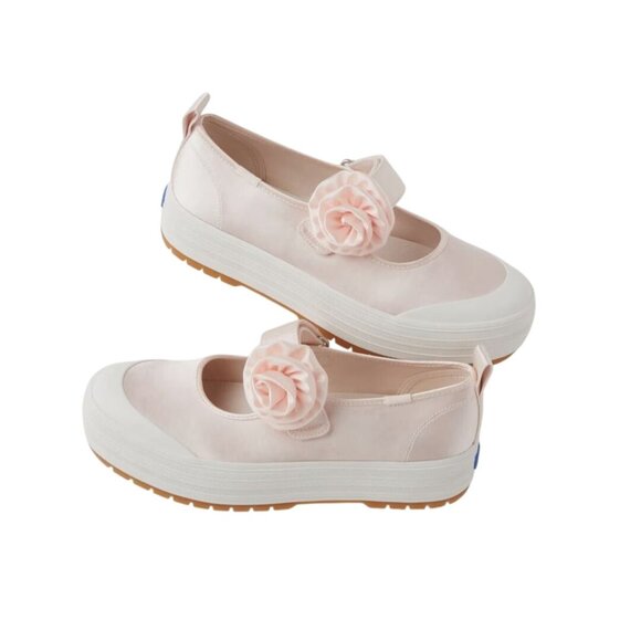 Keds Mary Jane Satin Sneaker Shoe Rose Hook And Loop Closure Size 8.5 - Picture 3 of 13